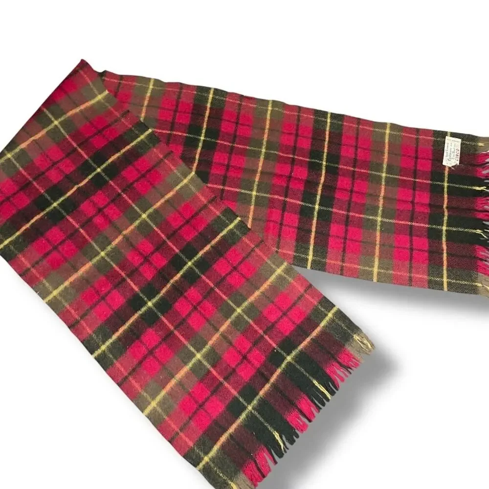 Cisco Scarf Red Plaid Cashmere Wool Hand Loomed Muffler 48